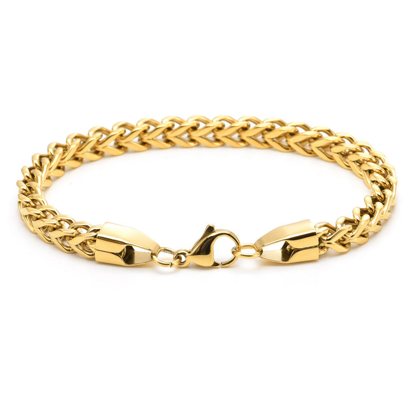 Men's Simple Stainless Steel Positive Negative Twist Keel Chain Creative Retro Bracelet