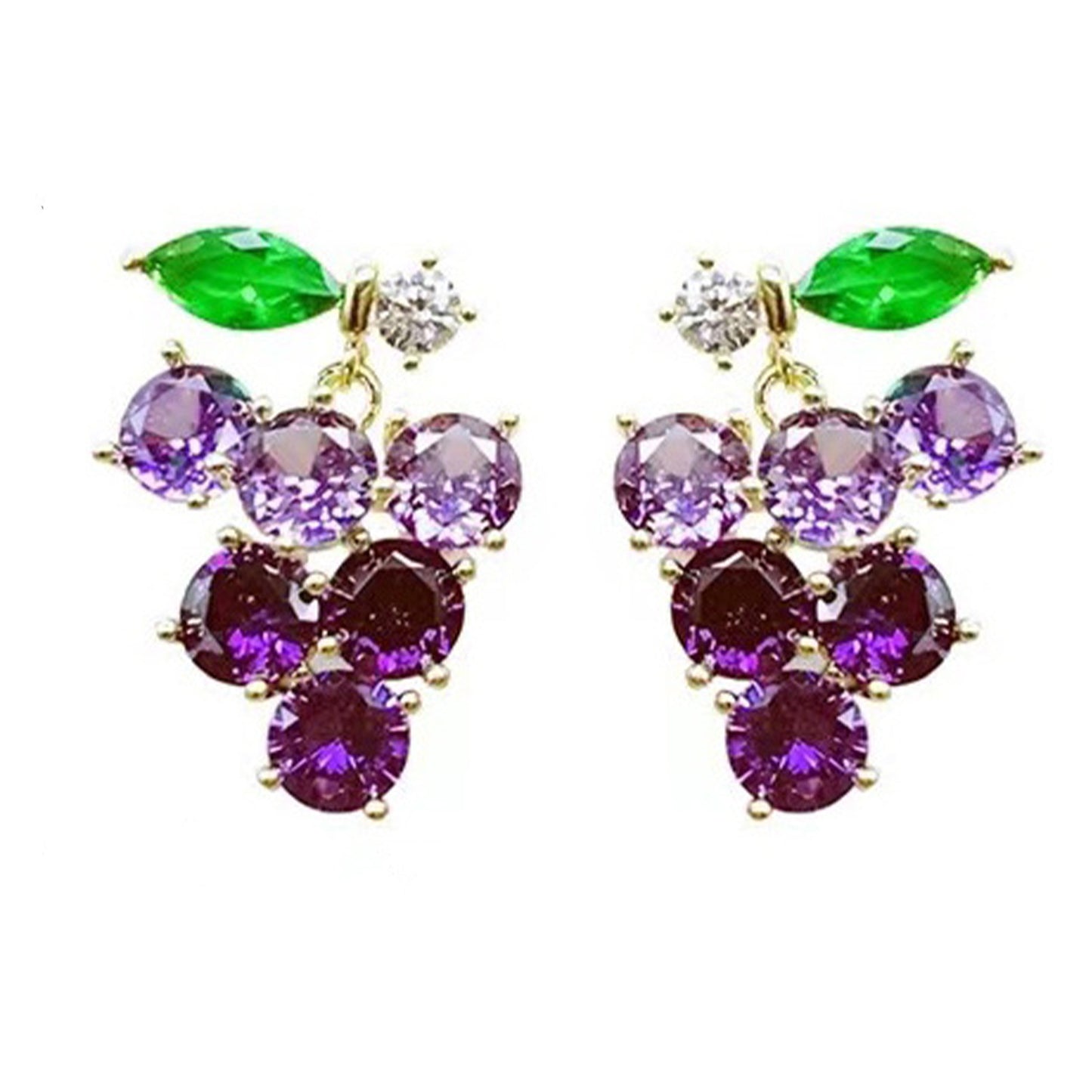Women's Purple Crystal Grape For Light Luxury Minority Design Stud Earrings
