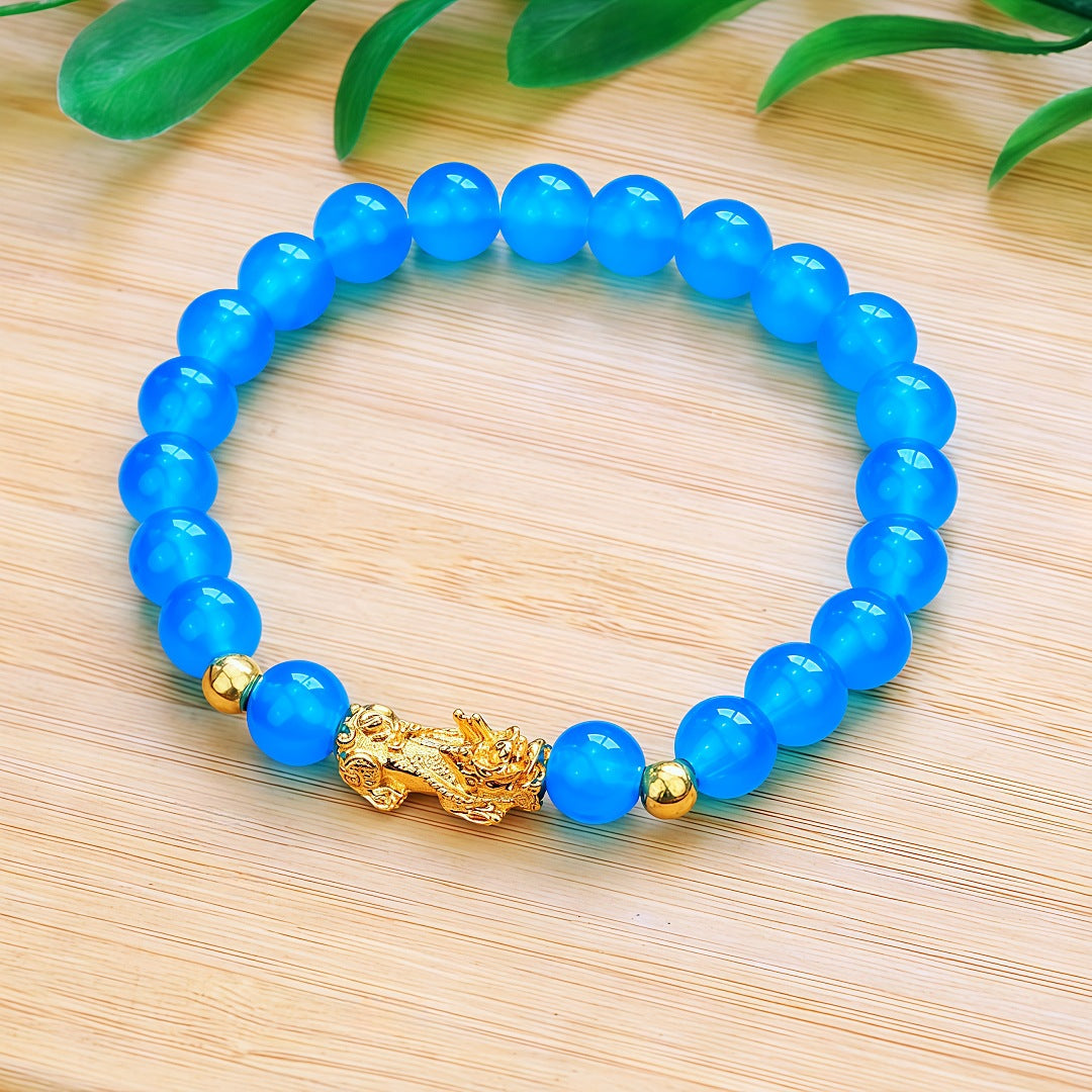 Jade Barrel Beads Gold Pi Longevity Bracelets