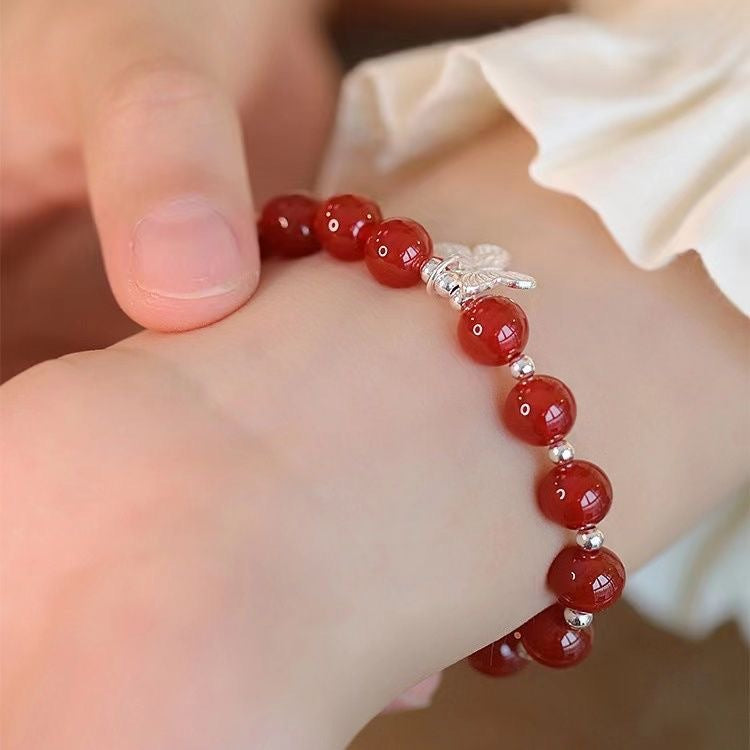 Red Beads Butterfly Female Niche High Class Elegant For Girlfriends Bracelets