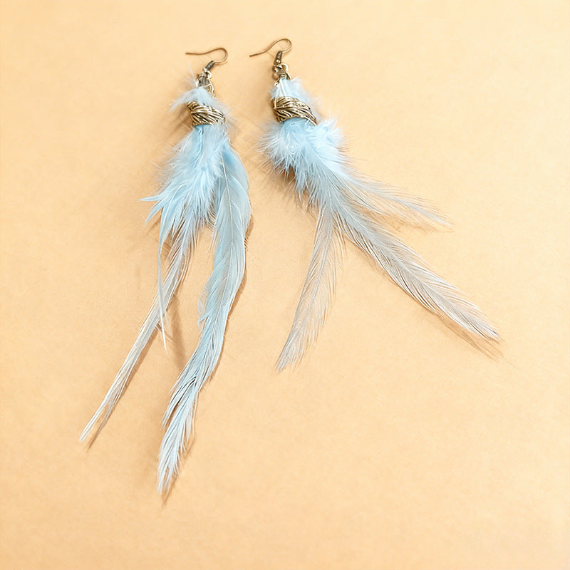 Ethnic Style Feather Elegance Retro Niche High Sense Earrings
