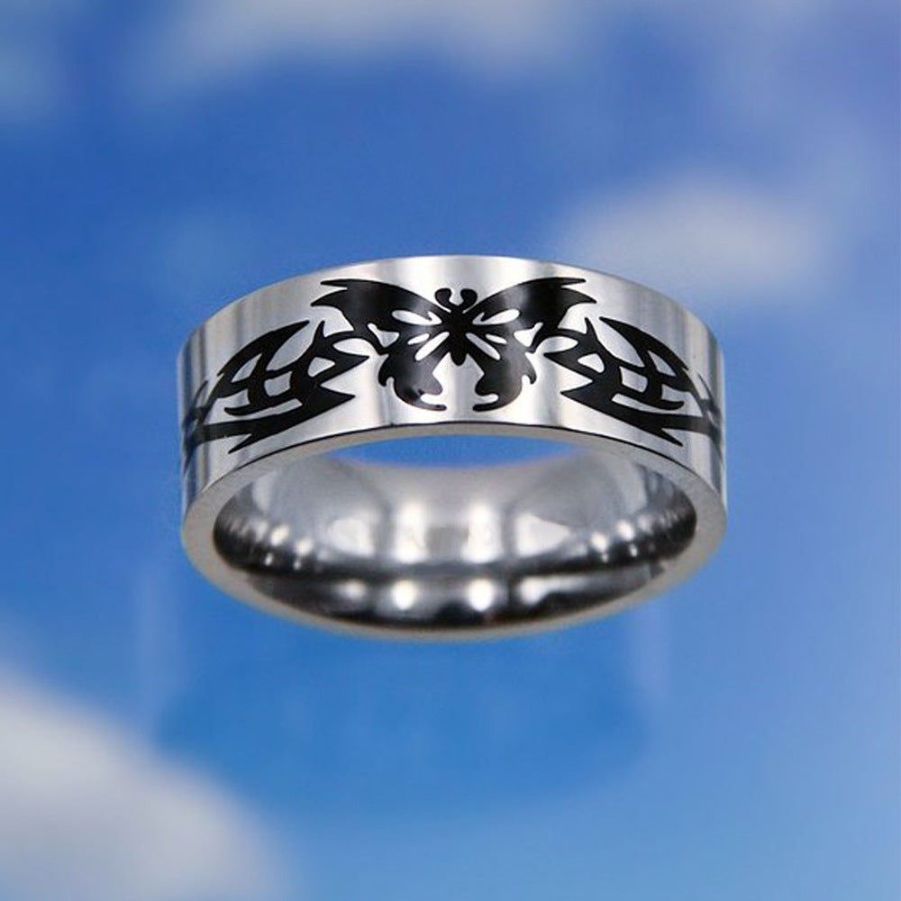 Titanium Steel Punk Rock Flame Cross Ring