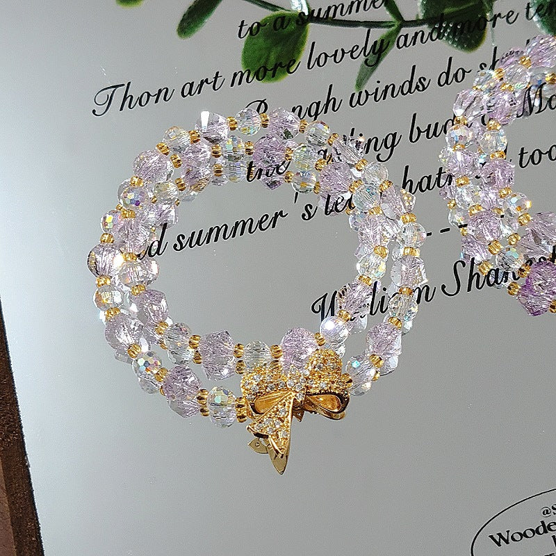 Super Flash Crystal Double Good-looking Diamond Butterfly Handmade Beaded Party Bracelet