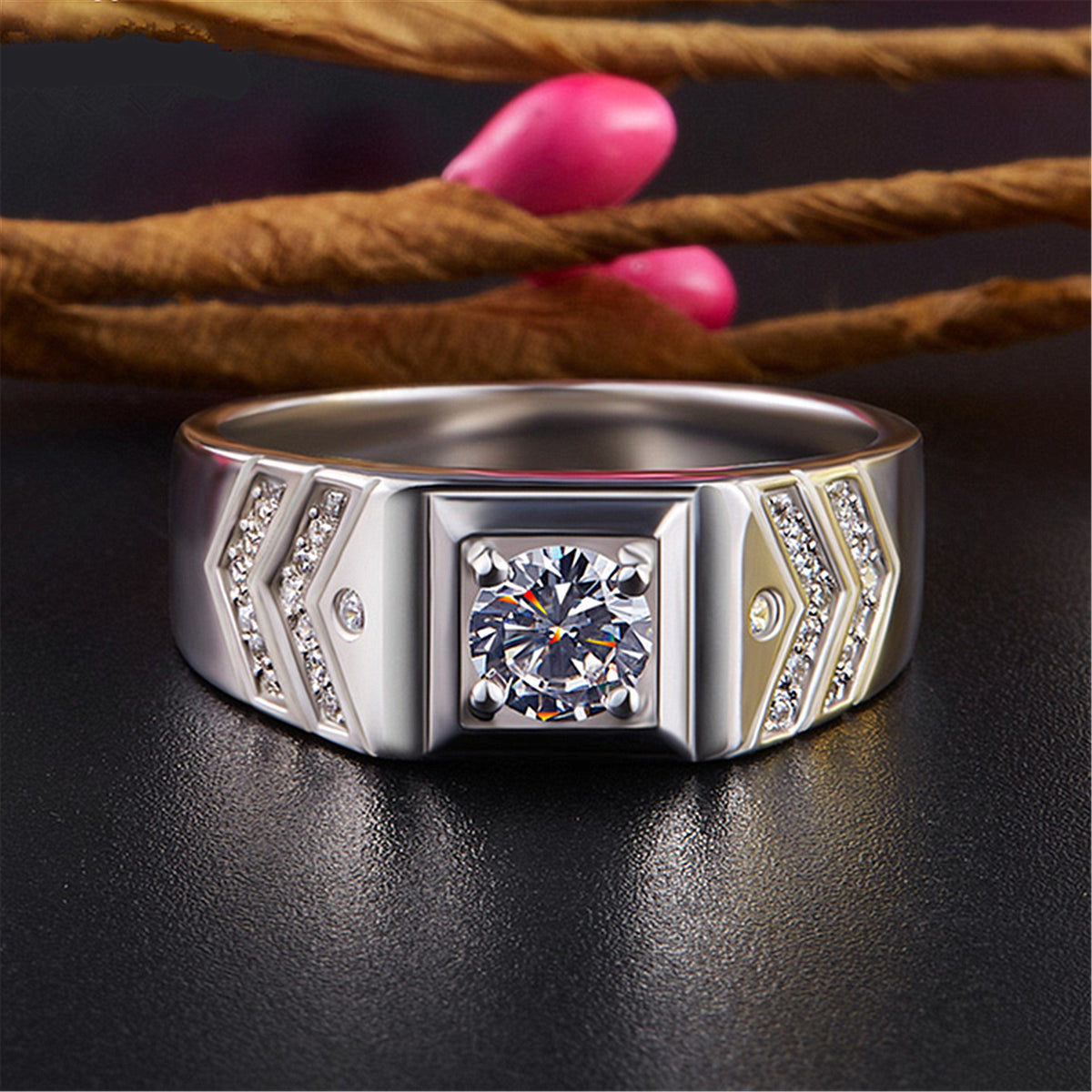 Men's Source Moissanite Open Mouth Man's Domineering Opening Adjustable Ring