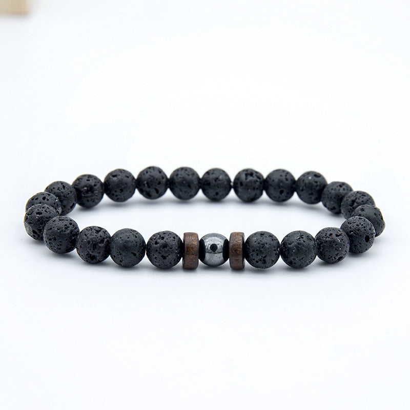 Men's Beaded Fashion Volcanic Rock Wooden Bead Bracelets