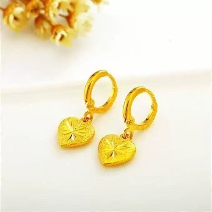 Women's Simple Golden Peach Heart Boutique Temperament Eardrops To Give Mom Earrings