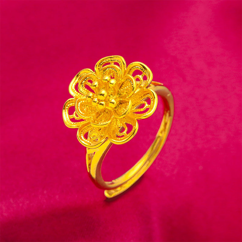 Women's Vietnam Placer Gold Faux Flower European Coin No Color Pendants