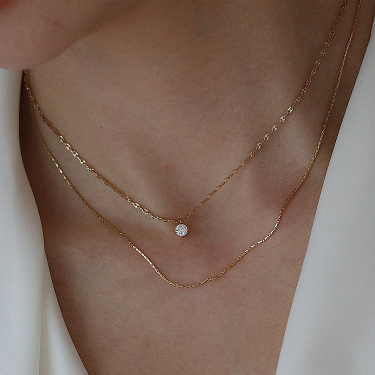 Women's Bright Hair Titanium Steel Simple Small Design Gold-plated Necklaces
