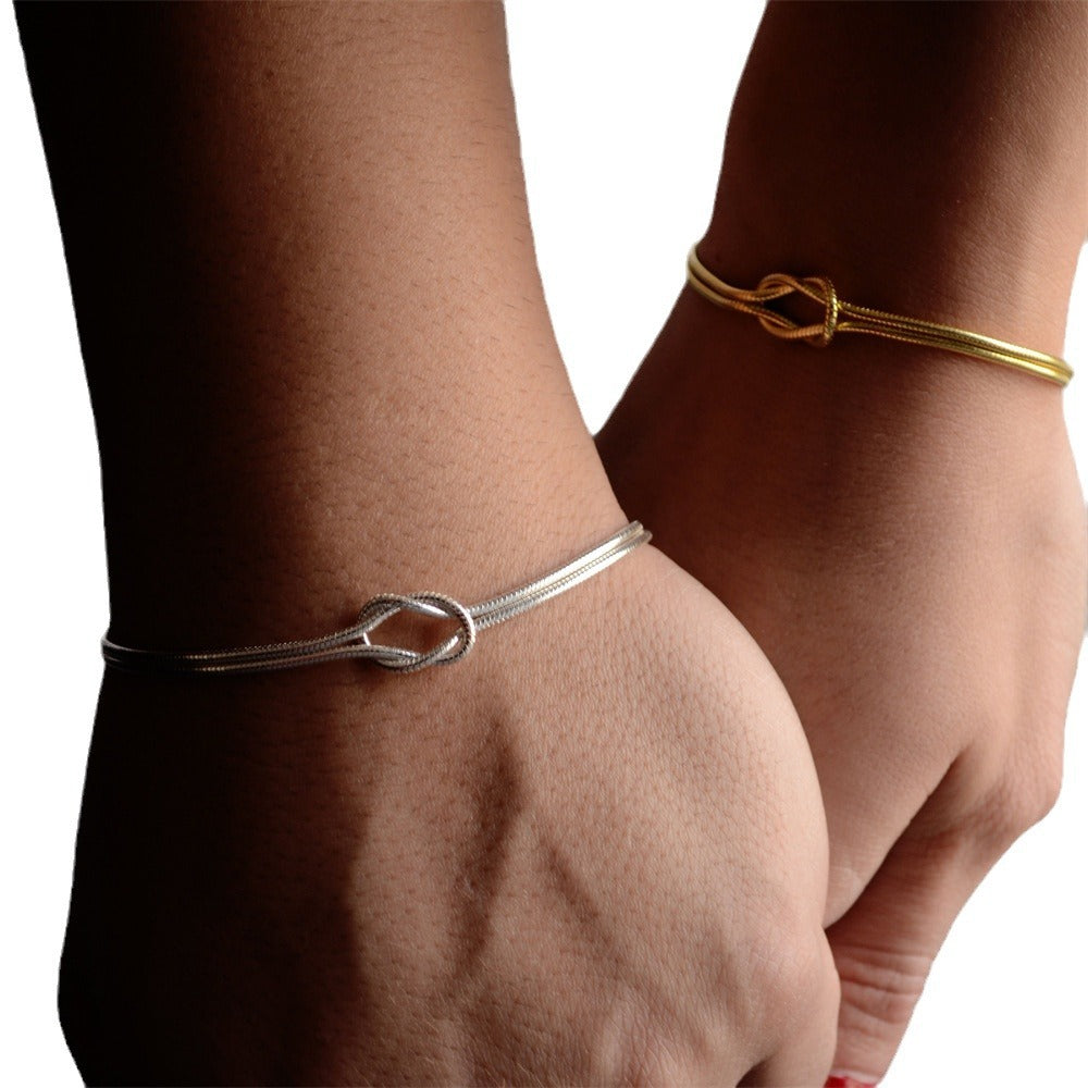 Women's Steel Valentine's Day Knot Snake Chain Bracelets