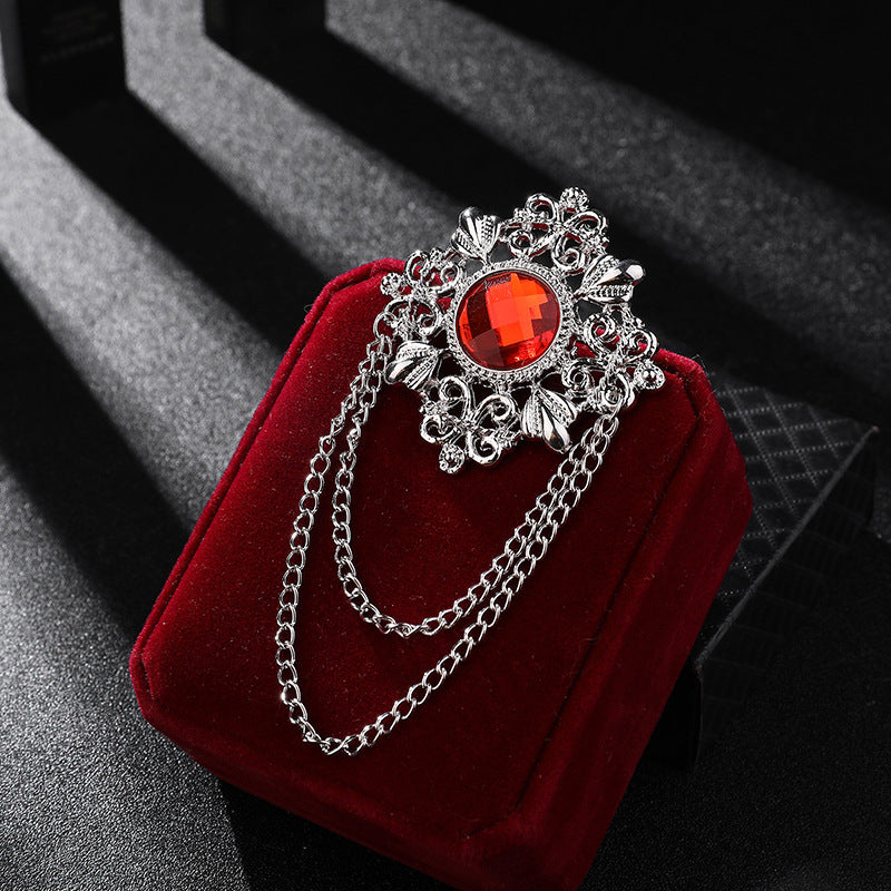 Men's Style Gem Brooch Pin Fashion Tassel Brooches
