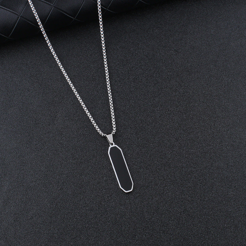 Men's Geometric Titanium Steel Black Drop Oil Strip Necklaces