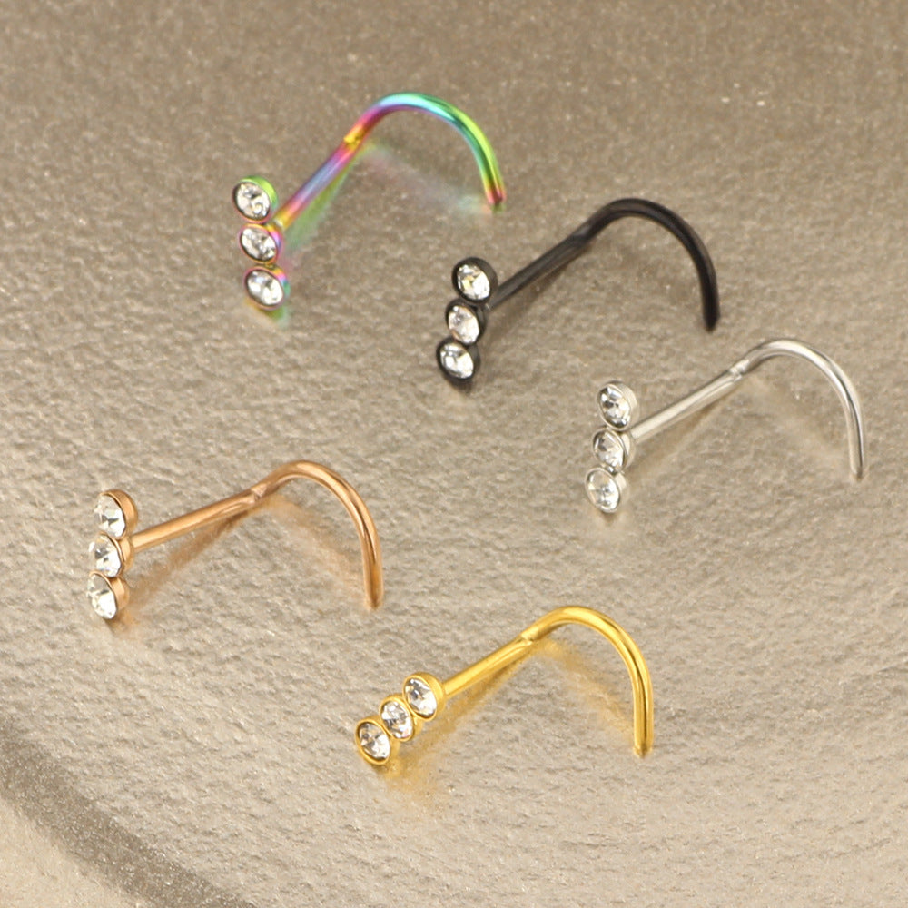 Simple Stainless Steel Titanium Trinket Lip Clip Labret Nose Eyebrow Stud Earrings