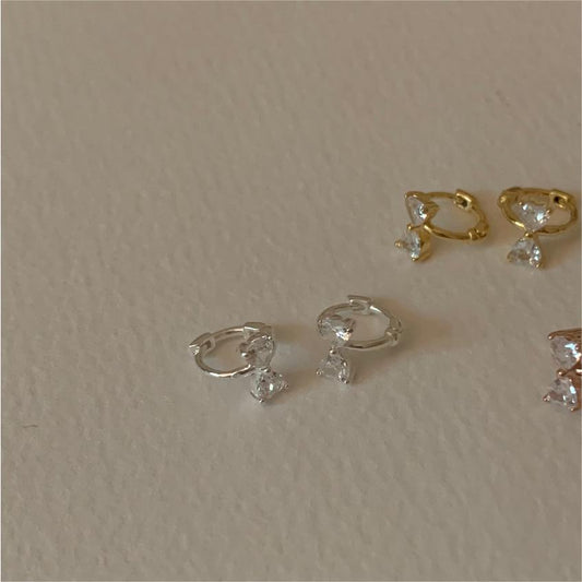 Korean Style Sterling Sier Zircon Bow Ear Earrings