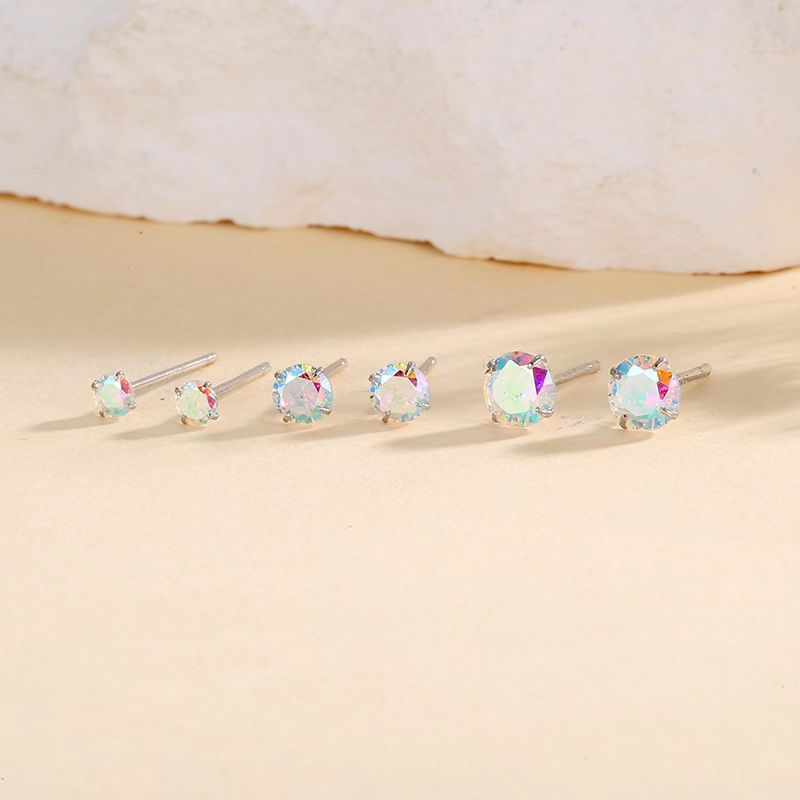 Women's Sier With Colorful Zircon Simple Design Rings