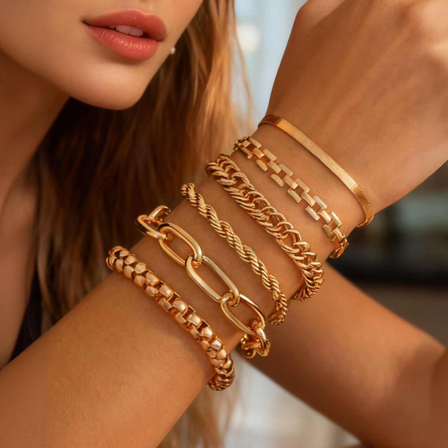 Fashion Metal Alloy Snake Chain Buckle Simple Bracelet