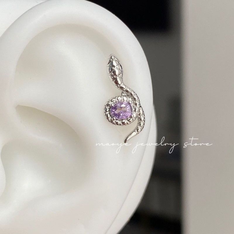 Dream Snake Super Shiny Purple Zircon Sweet Stud Earrings