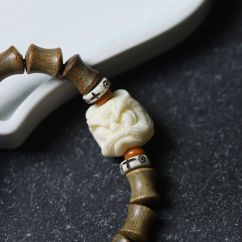 Women's & Men's Retro Style Green Sandalwood Bamboo Festival High-rise Holding Bracelet