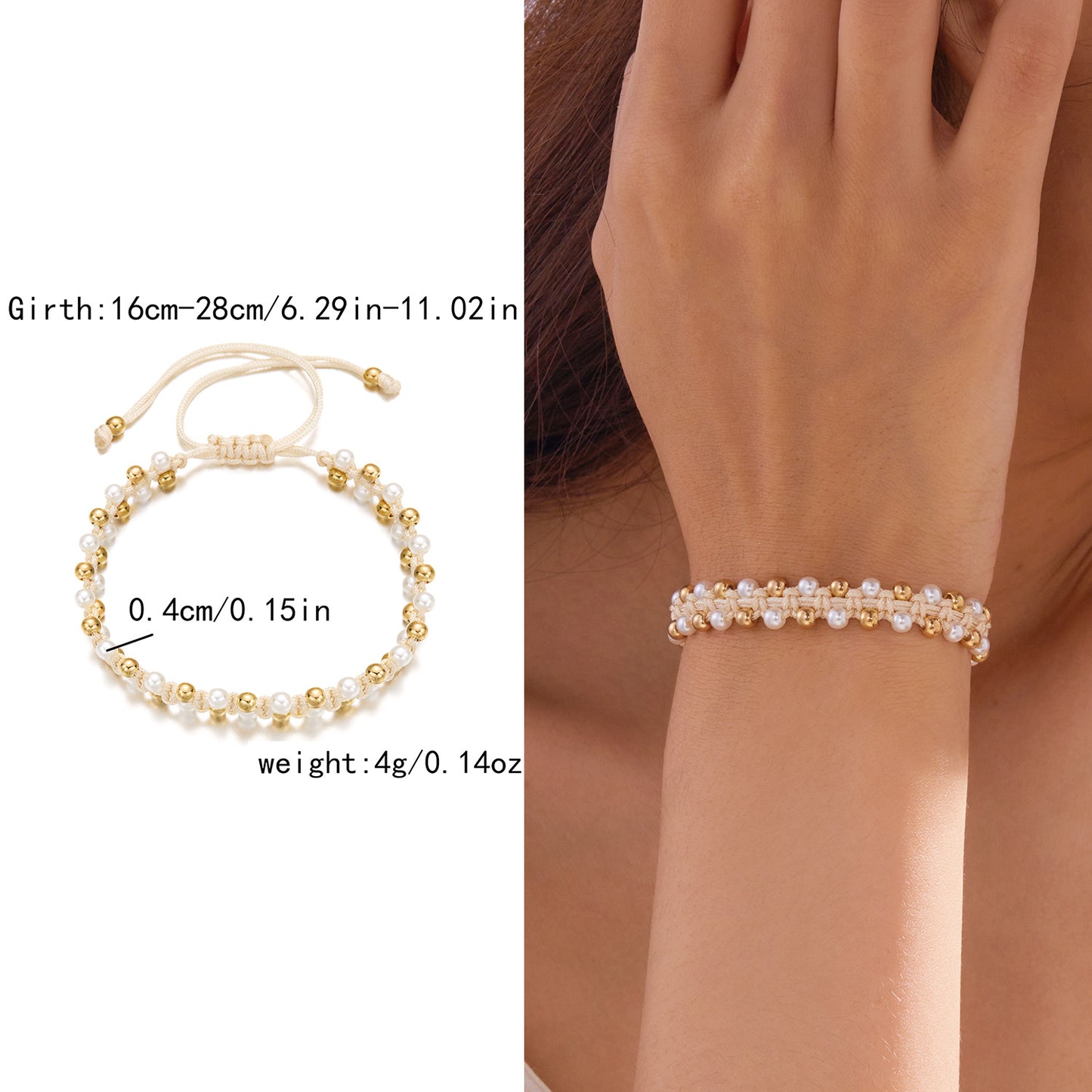 Women's High-grade Creative Imitation Pearl Love Woven Bracelets