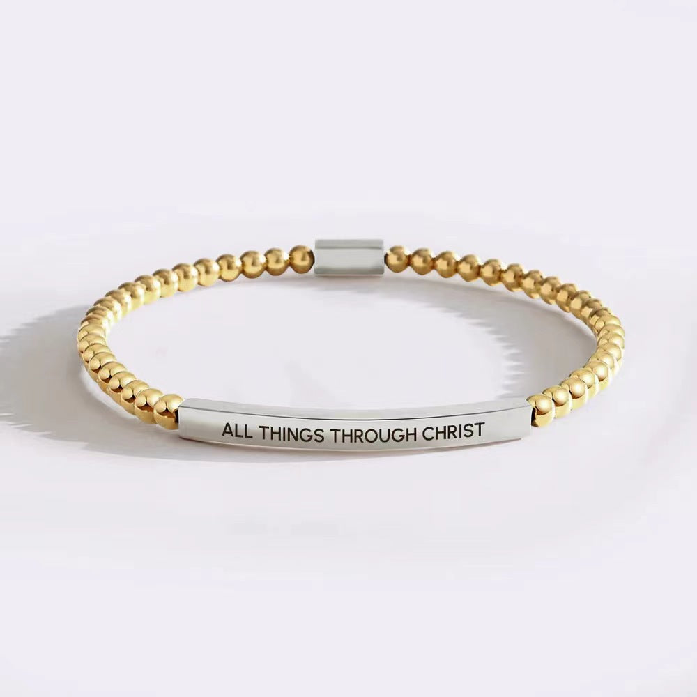Elbow Laser Sculpture String Beads Chain Bracelet