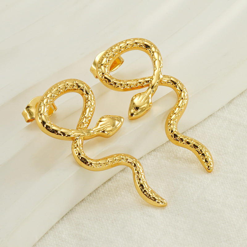 Women's Stainless Steel Snake For Exaggerated Personalized Gold Earrings