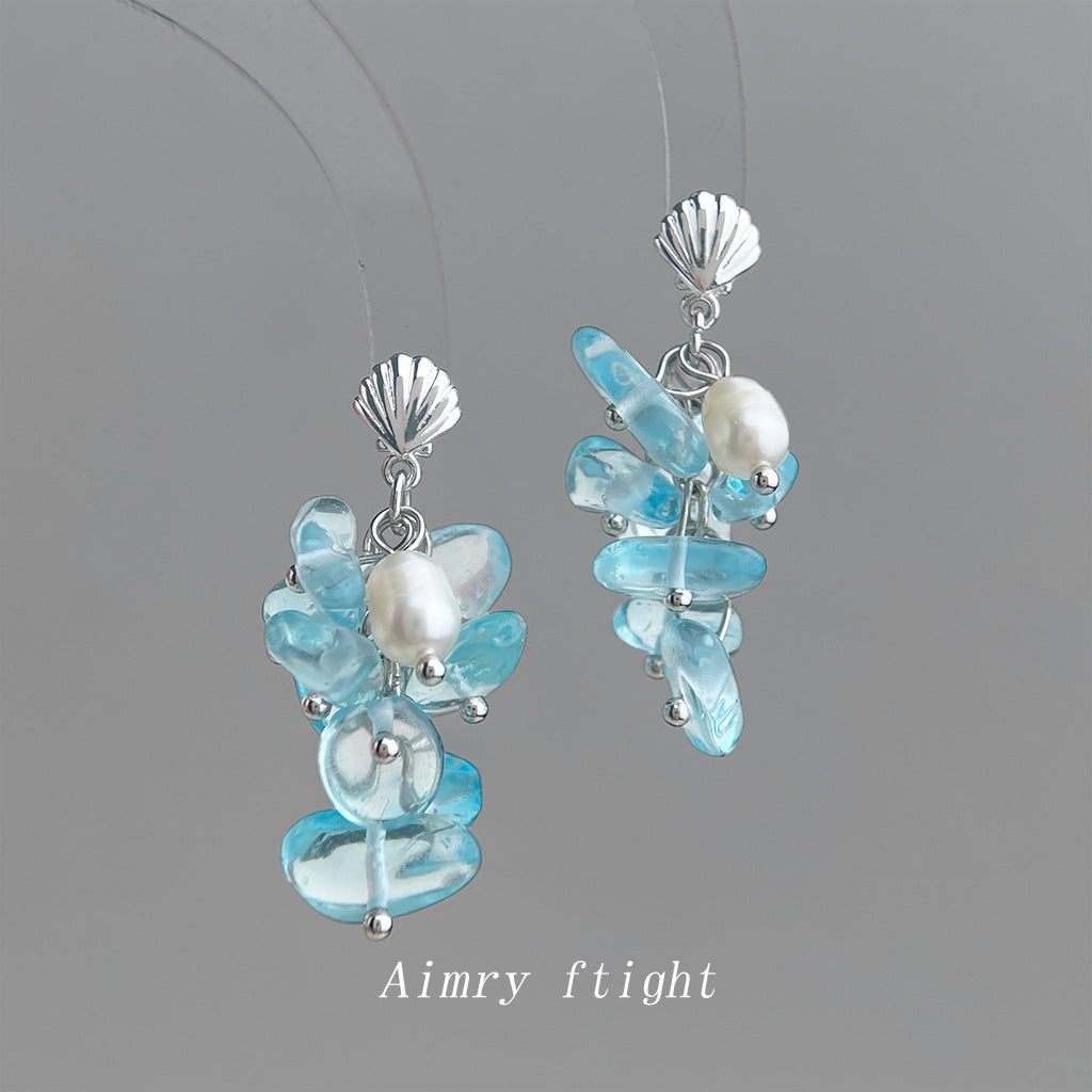 Style Glass Crystal Freshwater Pearl Handmade Earrings