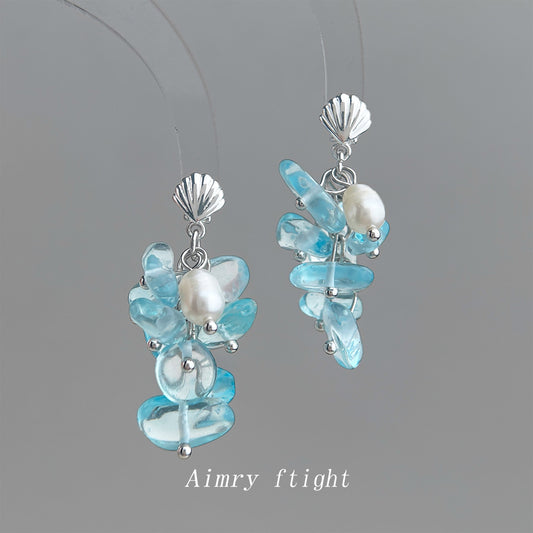 Style Glass Crystal Freshwater Pearl Handmade Earrings