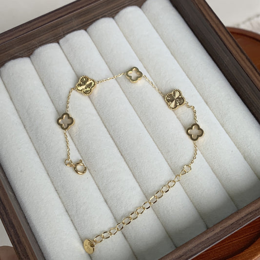 Si Lin Four-leaf Clover Titanium Steel Gold Good-looking High-grade Color Bracelets