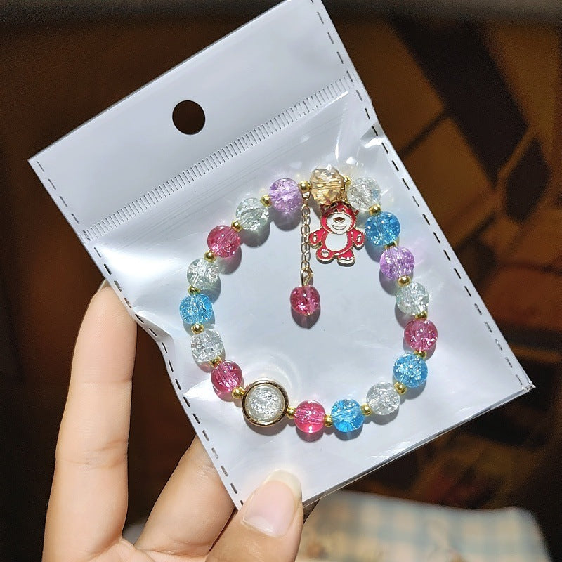 Cartoon Crystal Colored Glaze Flower Beaded Colorful Gift Box Bracelets