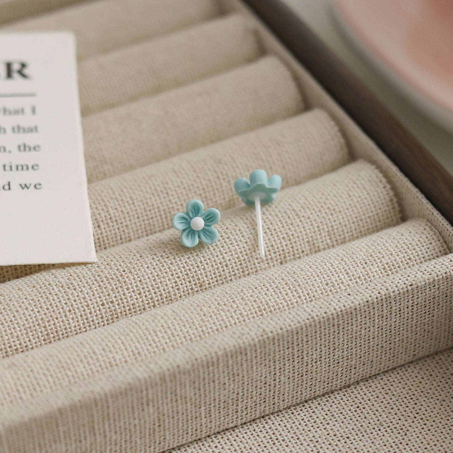 Five Petal Flower Biological Porcelain Sweet Cute Niche Sleeping No Earrings