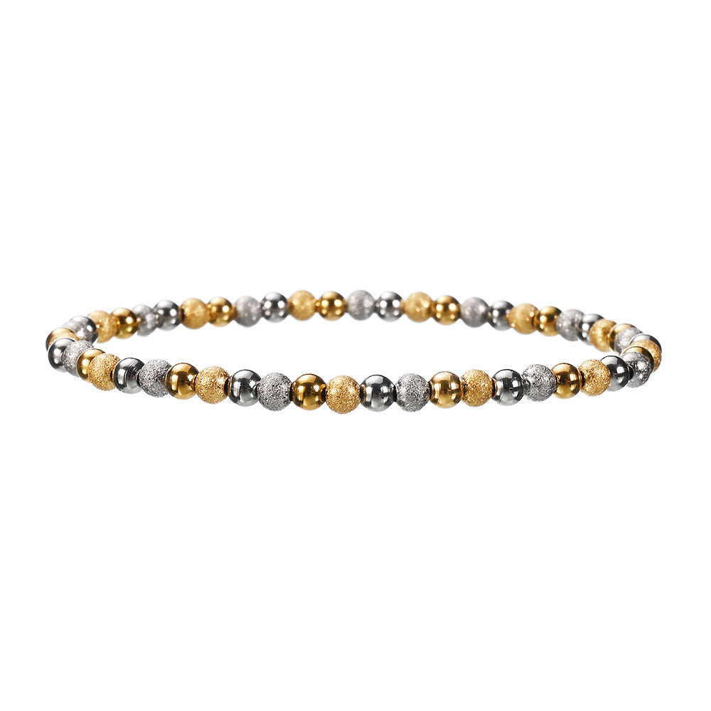Sand Shiny Mixed Colored Golden Ball Waterproof Colorfast Stainless Steel Bracelet