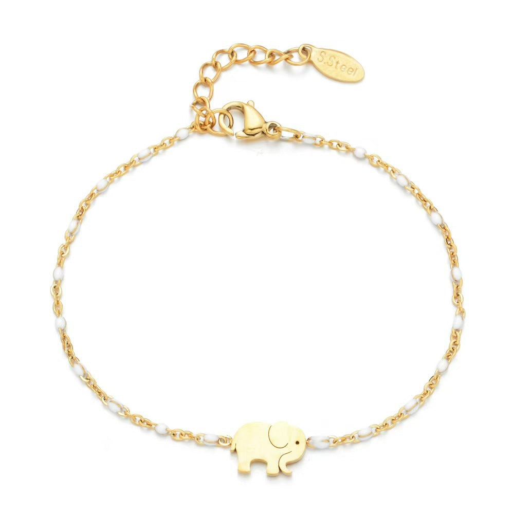 Bohemian Stainless Steel Female Creative Elephant Color Bead Strand Does Bracelet