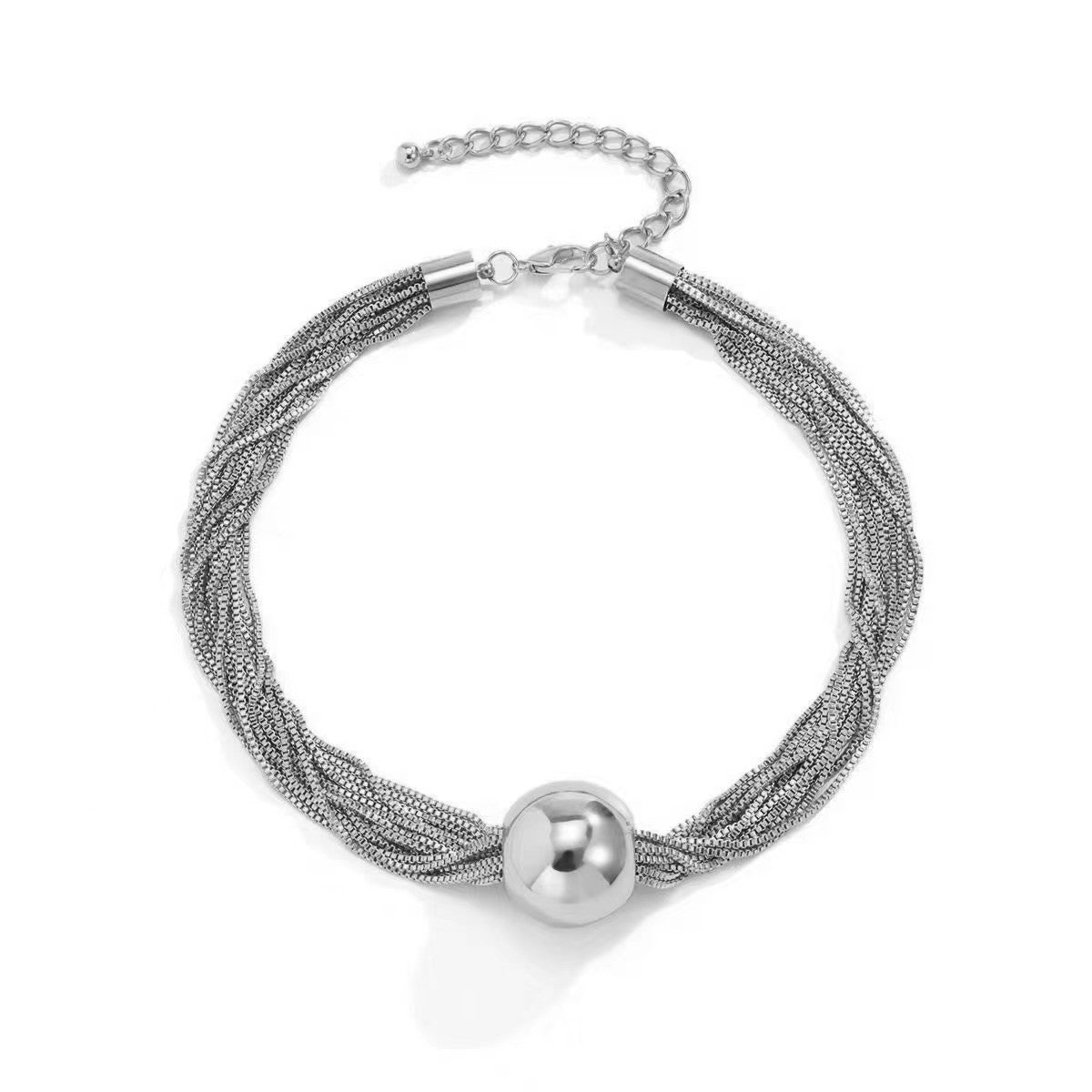 Chain Twin Simple Niche Geometric Ball Necklace