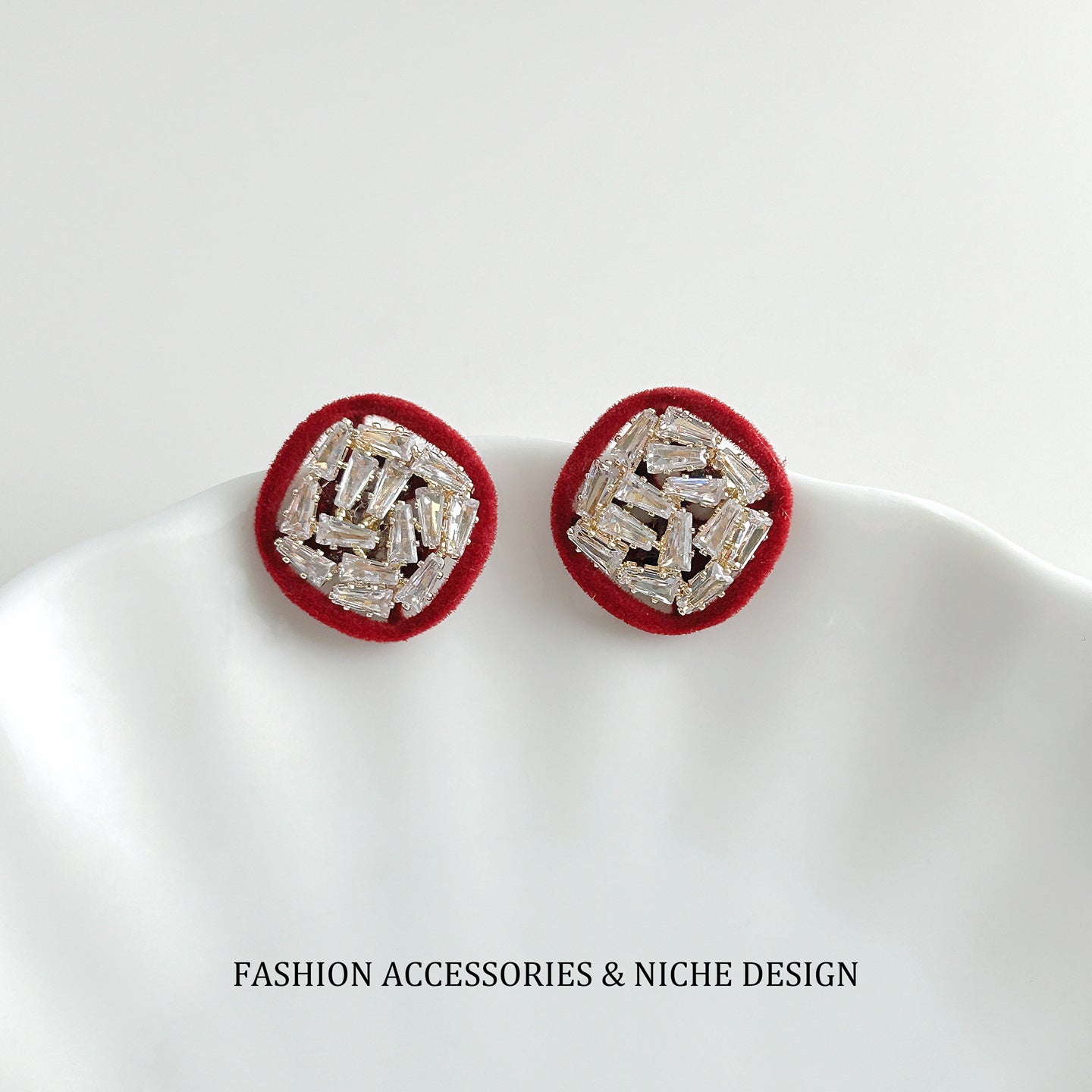 Zircon Square Light Luxury High-grade Simple Earrings