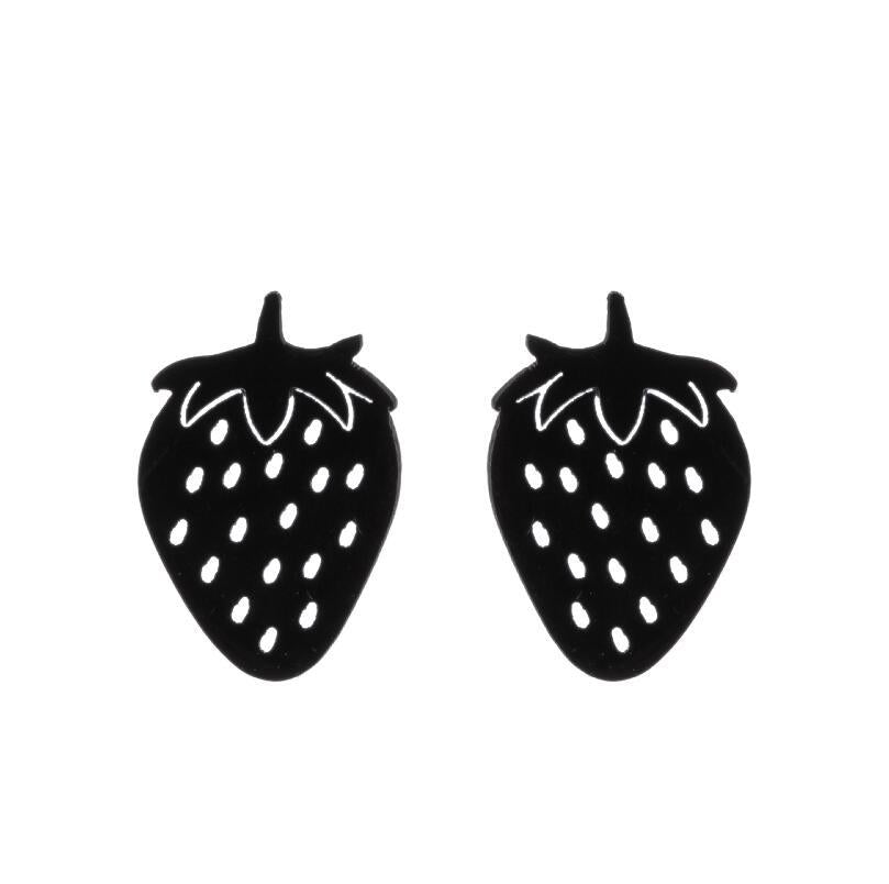 Summer Fruit Ear Fashion Stainless Steel Simple Cherry Apple Strawberry Stud Earrings
