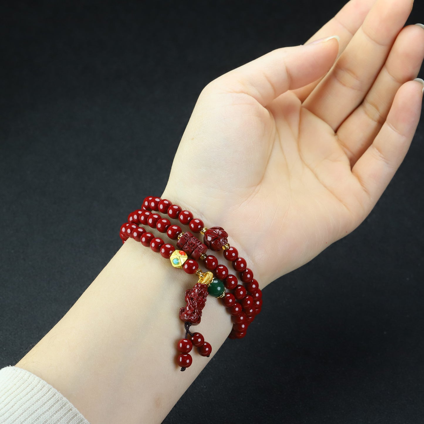 Three-ring Female Niche Exquisite Light Luxury Lucky Bag Beaded National Pendants