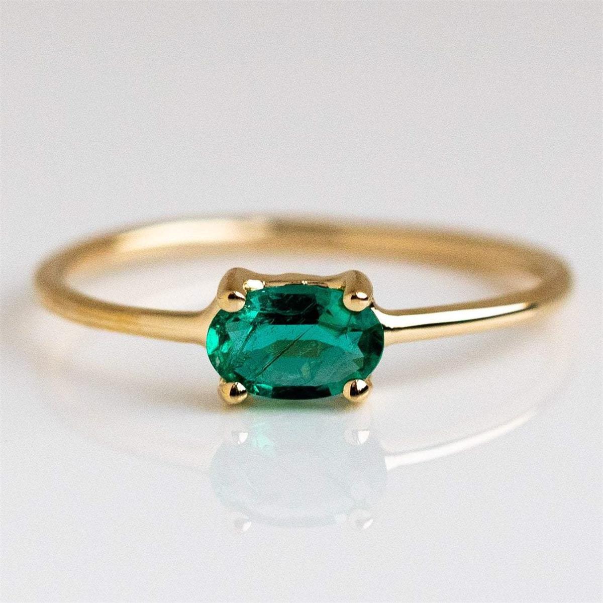 Zircon Brass Gold-plated Retaining Egg-shaped Gem Rings
