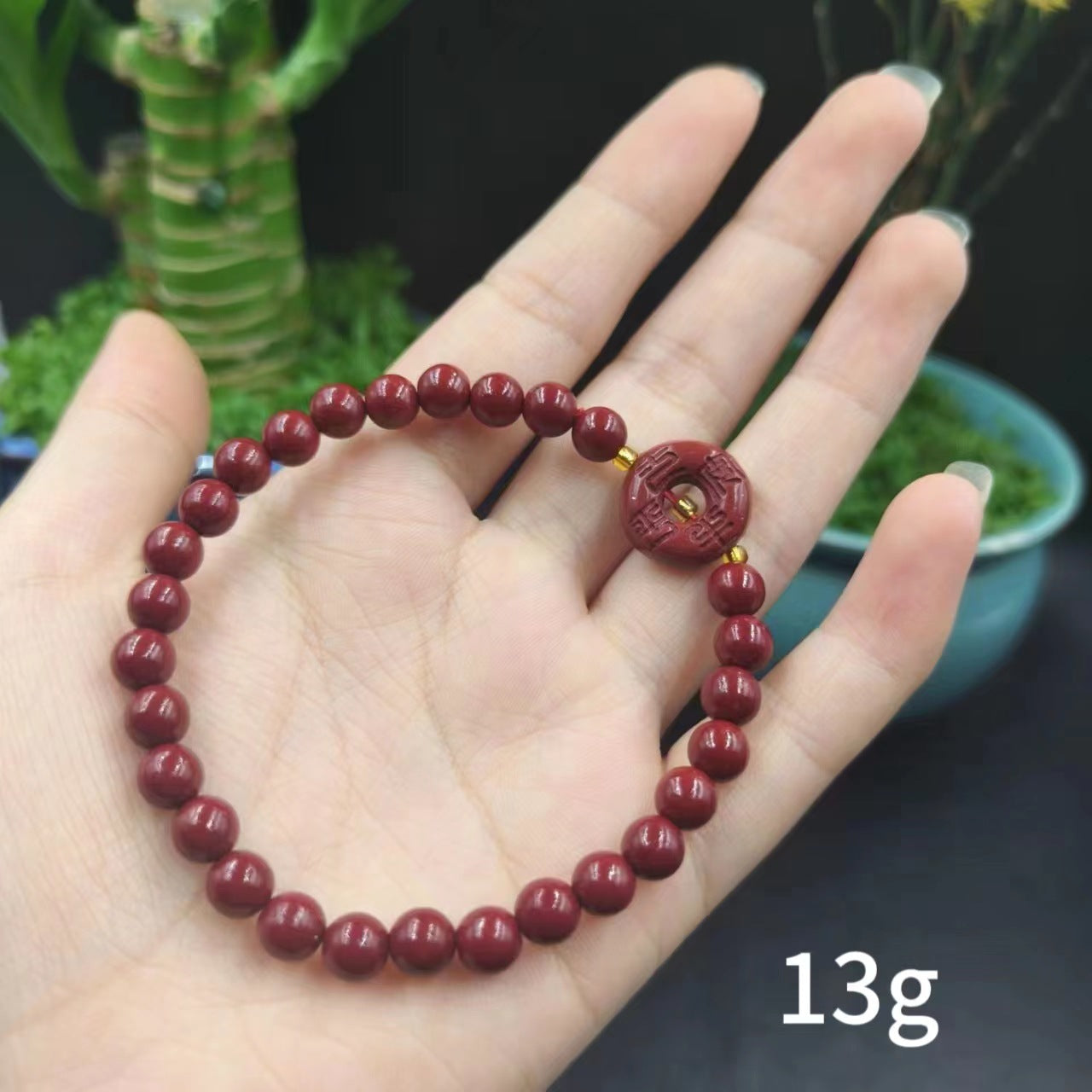Women's & Men's Cinnabar Purple Gold Sand Single Circle Simple Buddha Beads Light Bracelet