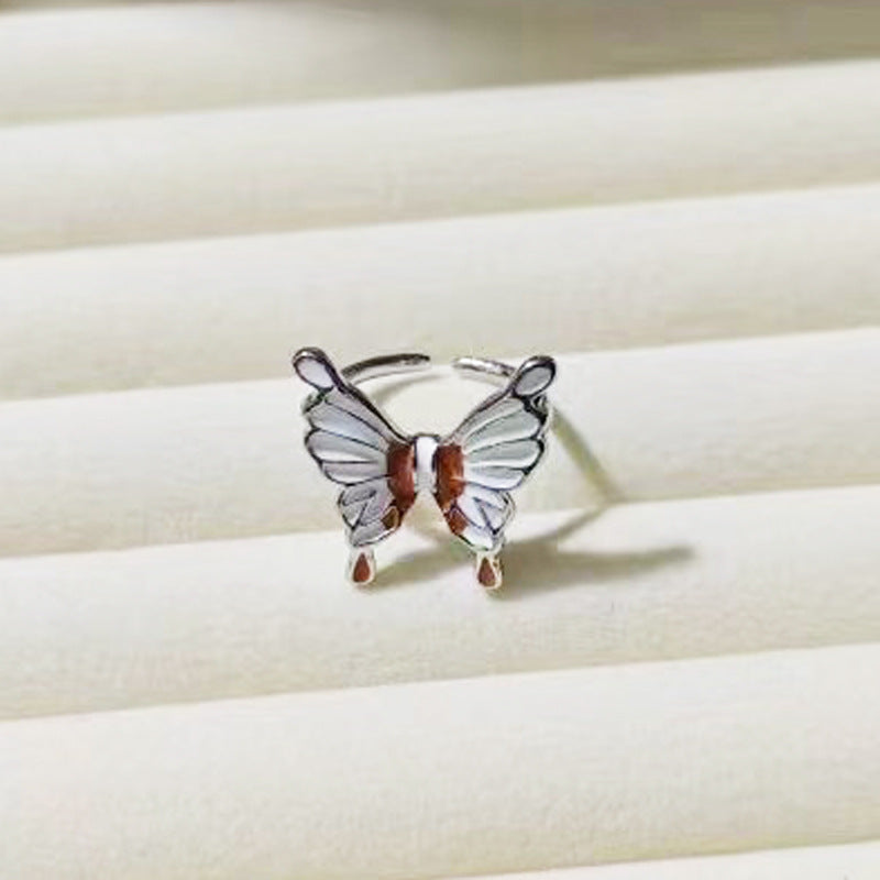 Women's Drip Glazed Three-dimensional Butterfly Opening High-grade Ring