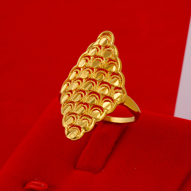 Women's Big Flower Mouth Tin Brass Plated Rings