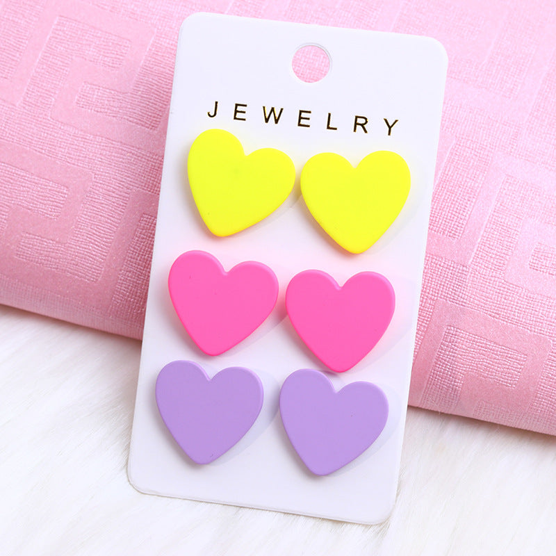 Women's Valentine's Day Gift Love Three-piece Acrylic Earrings