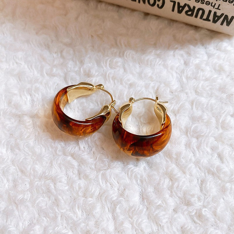 Women's Needle Geometric Irregular Resin Fashionable Retro Earrings