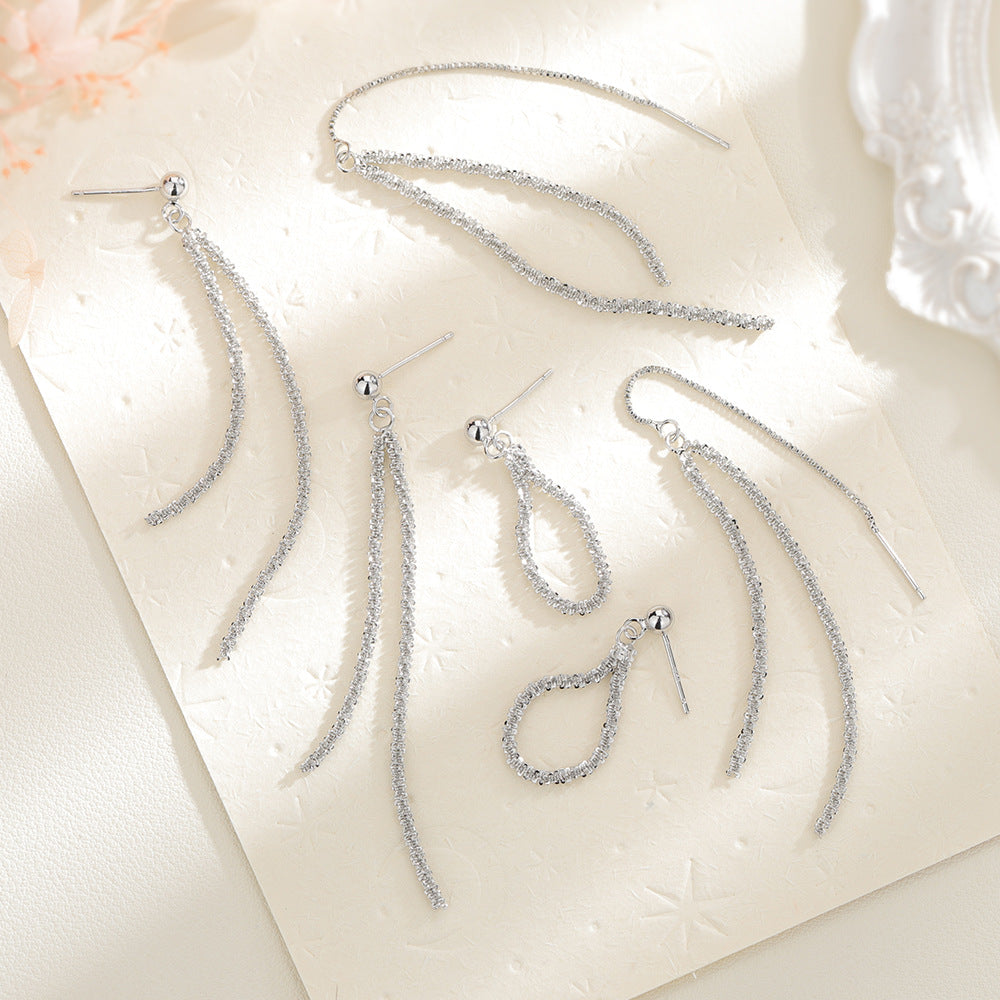 Women's Sky Fashionable Face Slimming Long Korean Style Elegant Flash Earrings