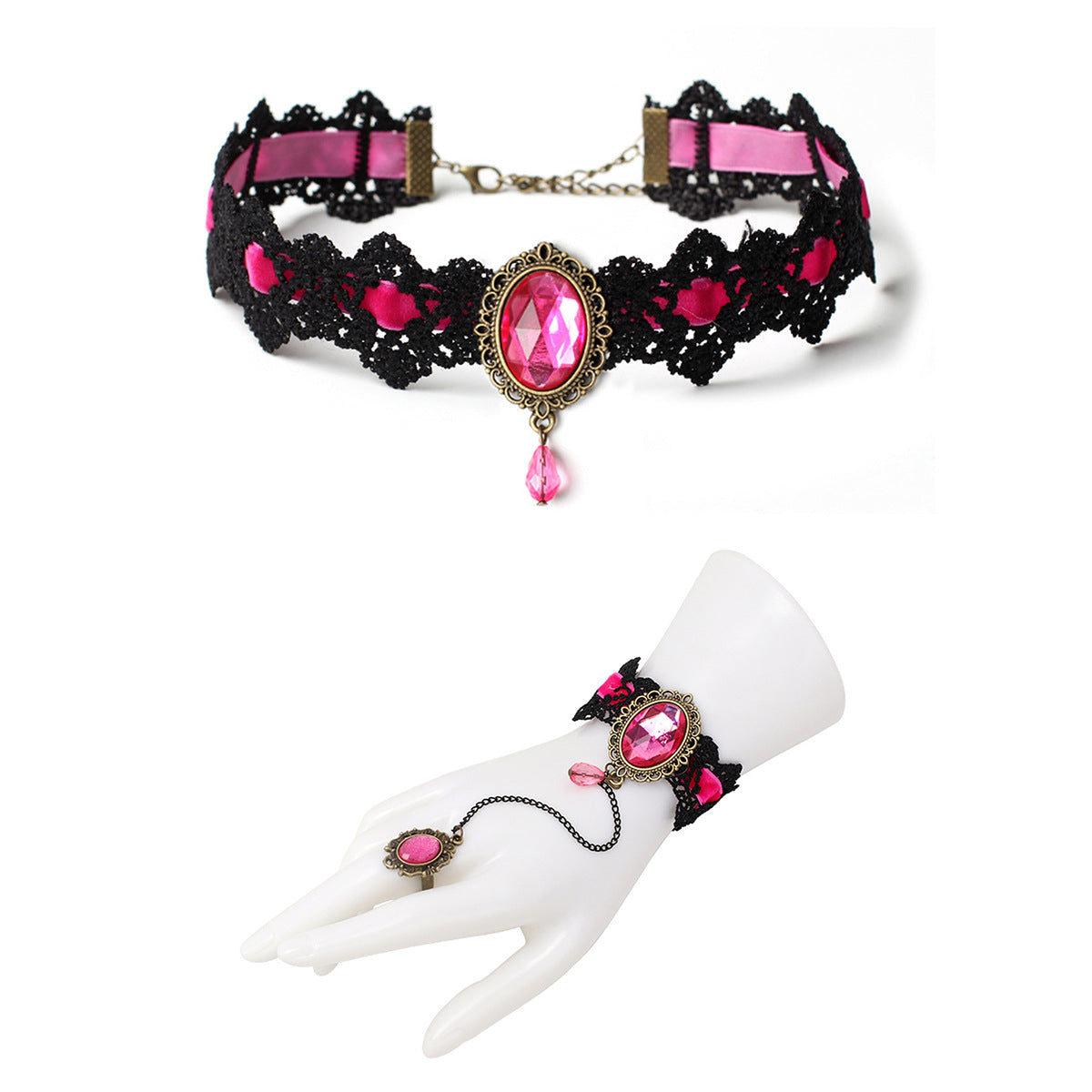 Gothic Dark Style Lace Combination Unique Design Jewelry Set