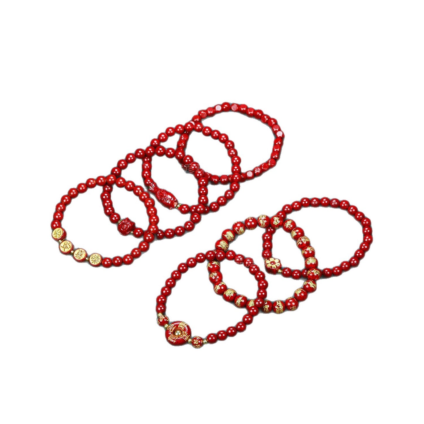 Women's & Men's Cinnabar Transparent Crystal Sand Original Life Bronzing Bracelet