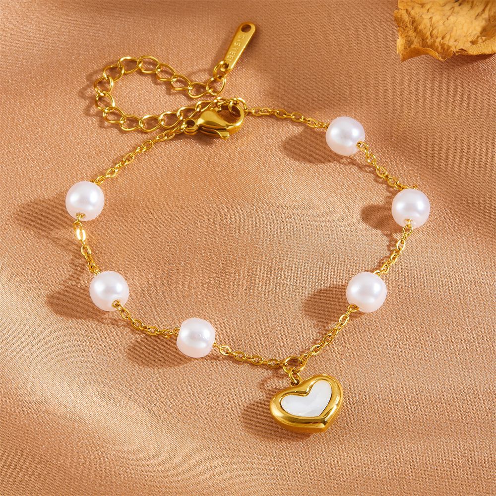 Women's Heart Bow Tie Clover Scallop Pearl High Bracelets