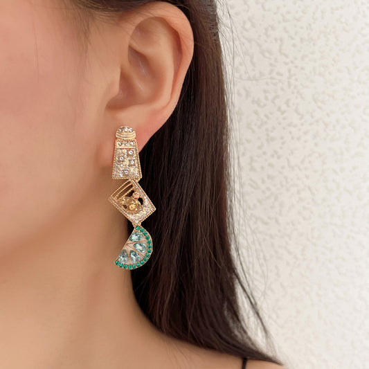 Rhinestone Creative Stitching Dripping Oil Fruit Earrings