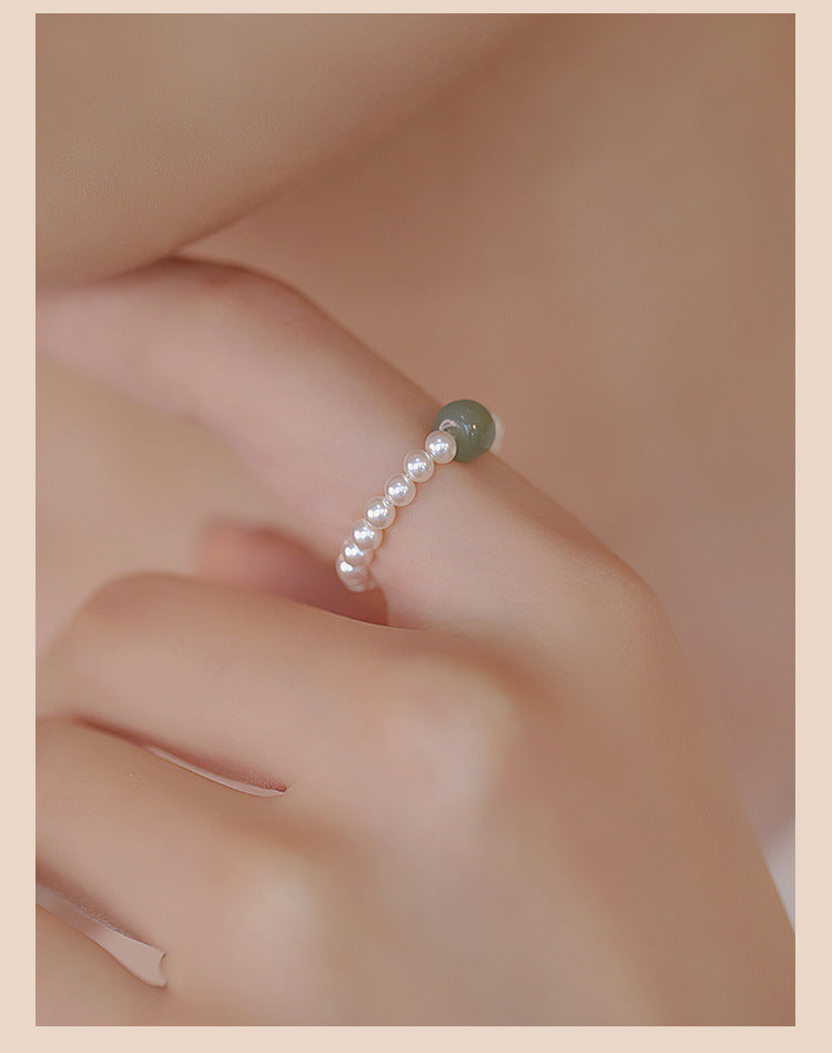 Fingertip Breeze Jade Shell Pearls Female Light Luxury Index Rings