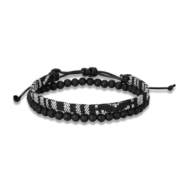 Men's Fabric Woven Retro Simple Volcanic Rock Bracelet