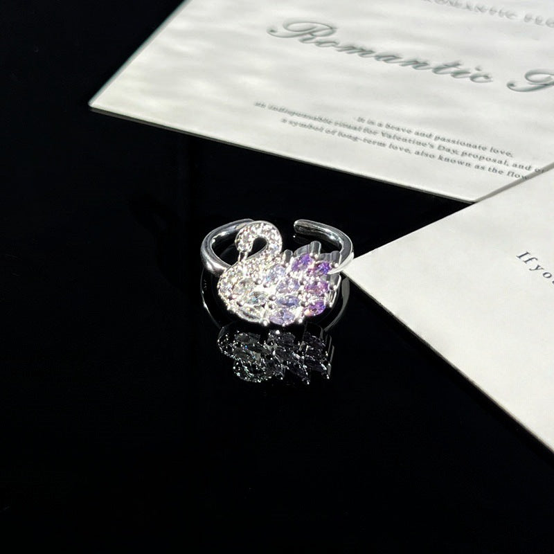 Purple Romantic Fantasy Diamond Sweet Female Niche Butterfly Ring