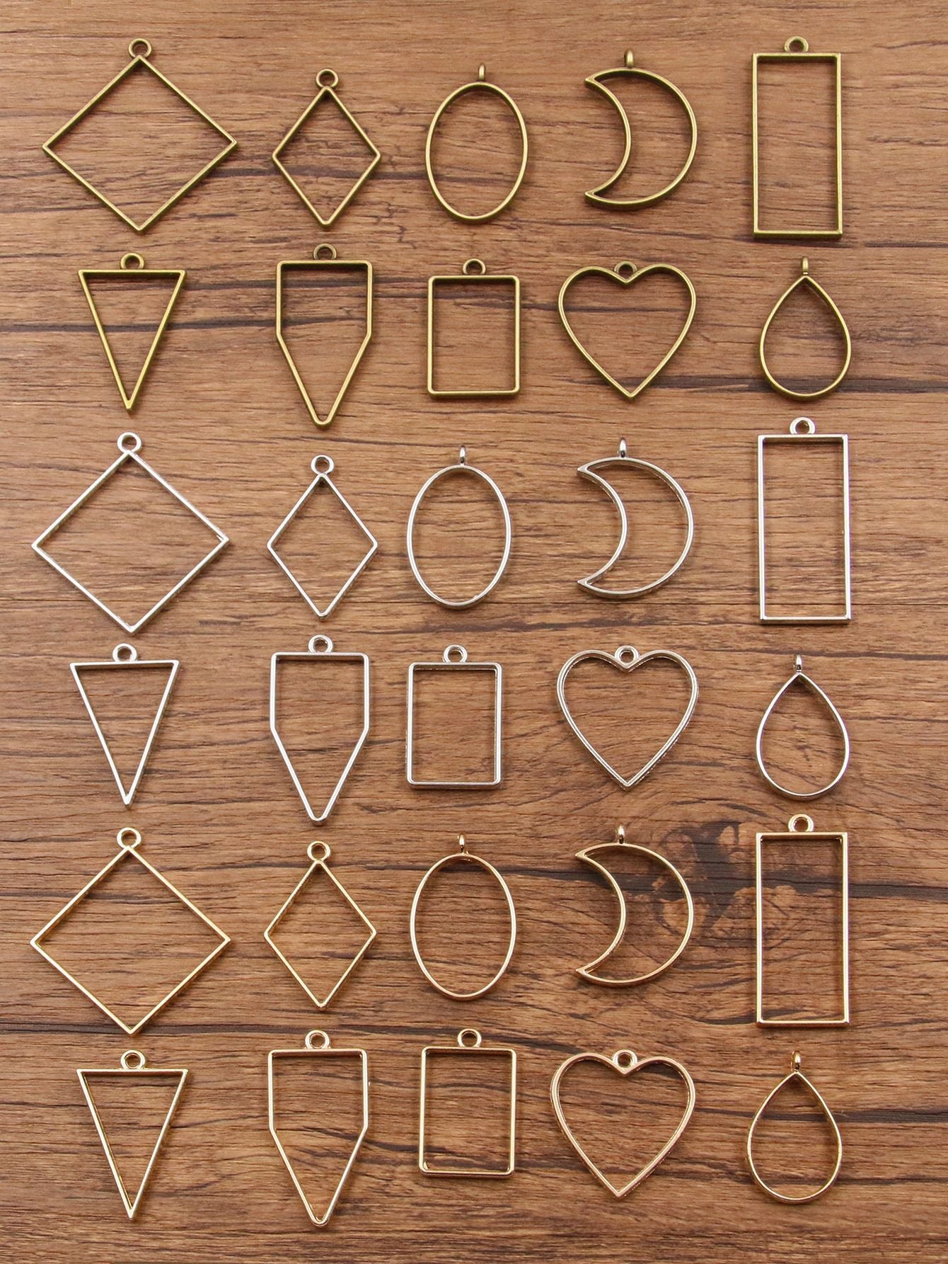 Alloy Mixed Geometric Figure Epoxy Abrasive Jewelry Accessories